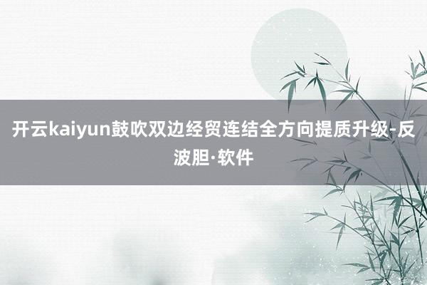 开云kaiyun鼓吹双边经贸连结全方向提质升级-反波胆·软件