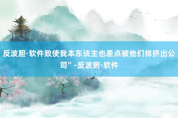 反波胆·软件致使我本东谈主也差点被他们排挤出公司”-反波胆·软件