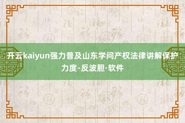 开云kaiyun强力普及山东学问产权法律讲解保护力度-反波胆·软件