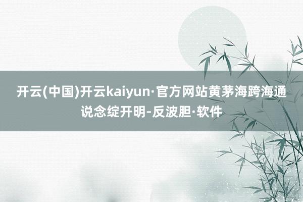 开云(中国)开云kaiyun·官方网站黄茅海跨海通说念绽开明-反波胆·软件