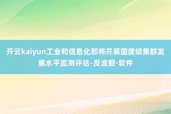 开云kaiyun工业和信息化部将开展国度级集群发展水平监测评估-反波胆·软件