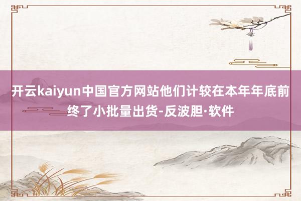 开云kaiyun中国官方网站他们计较在本年年底前终了小批量出货-反波胆·软件